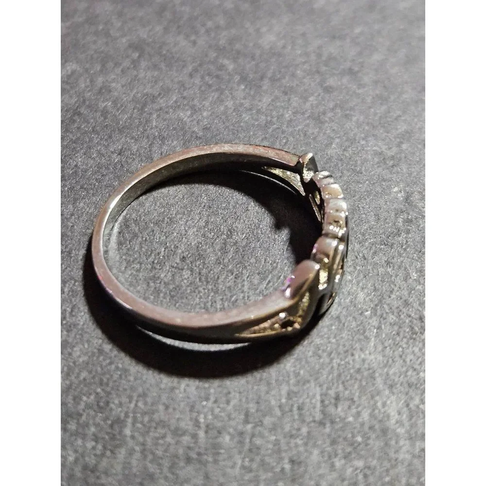 Silver tone happy ring size 8